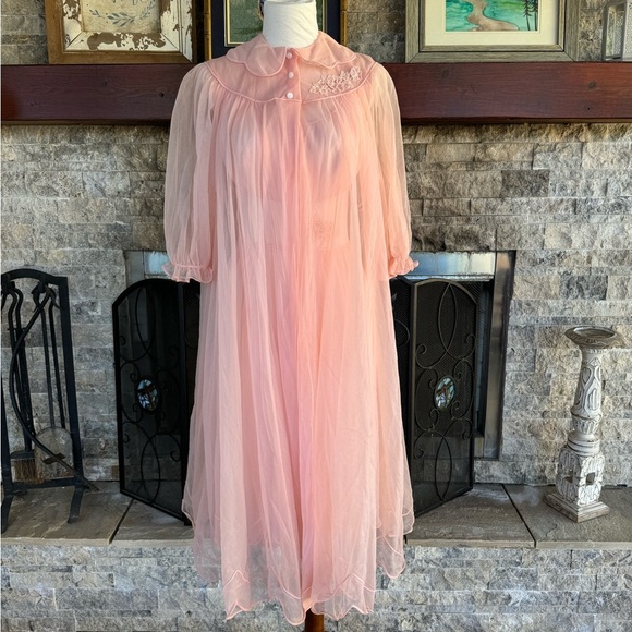 Vintage 1950s Peignor Set Chiffon Lace X Small small - Picture 12 of 15